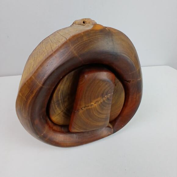 VTG Artisan Made Wooden Stash Box /Organic Natural Wood Design/ Hidden Drawer - Picture 2 of 13